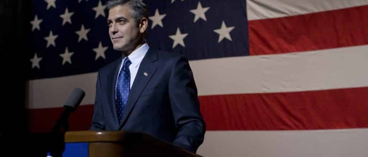 Governor Morris (George Clooney) delivers a major speech at Kent State University in Columbia Pictures' IDES OF MARCH.